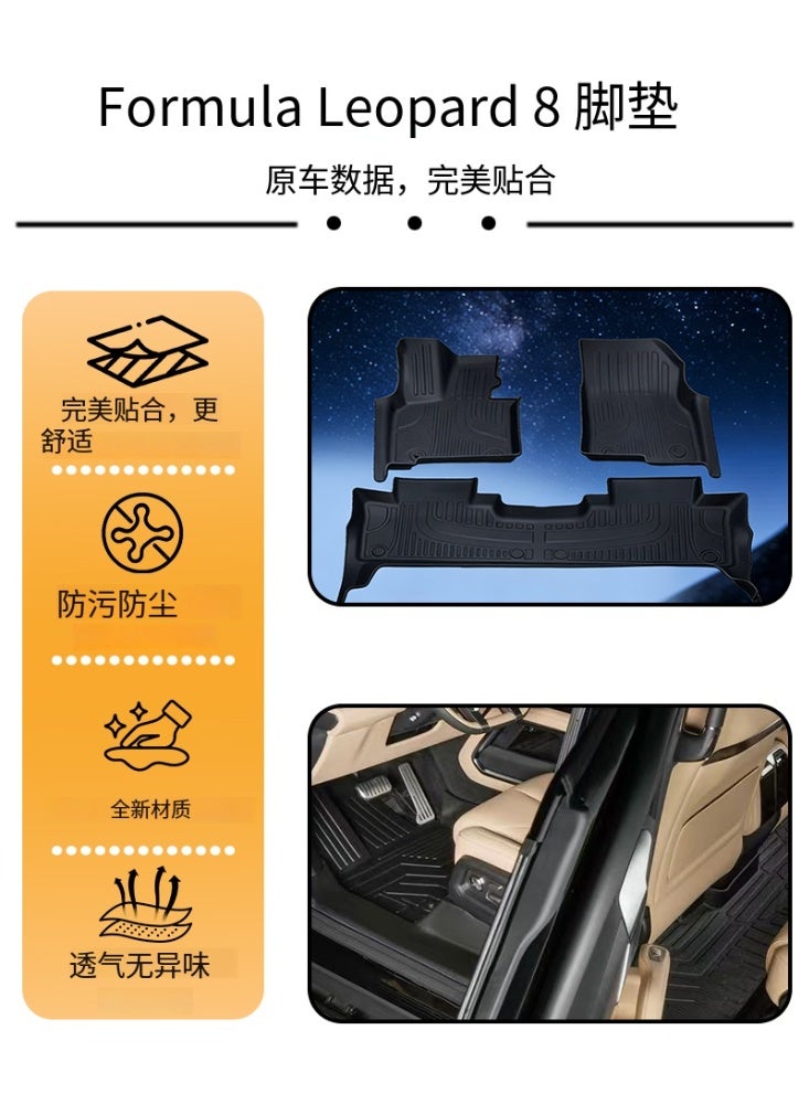 BYD Car floor mats, designed for the 2025 BYD Formula Leopard 8 model. Wear-resistant, waterproof, easy to clean, high-quality - Image 2
